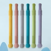 Happy Date Hollow Teether Tubes, Chew Straw Toy for Infant Toddlers Silicone Teething Toys for Babies 3-12 Months BPA Free/ Freezable/ Dishwasher and Refrigerator Safe